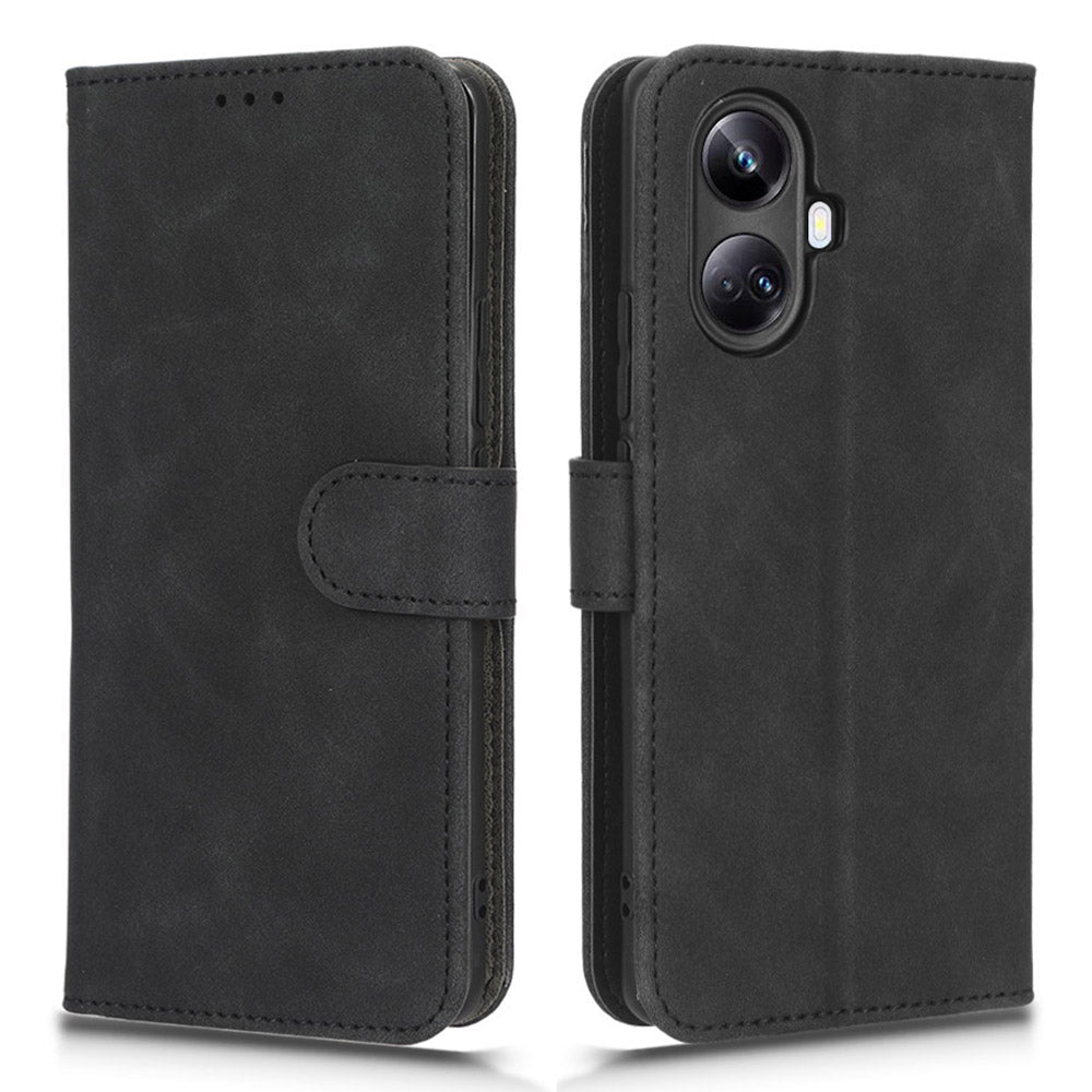 For Realme 10 Pro 5G Skin-touch Feeling PU Leather Flip Phone Case Drop-proof Magnetic Clasp Cell Phone Cover Wallet Stand with Wrist Strap For Realme 10 Pro 5G Skin-touch Feeling PU Leather Flip Phone Case Drop-proof Magnetic Clasp Cell Phone Cover Wallet Stand with Wrist Strap